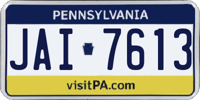 PA license plate JAI7613