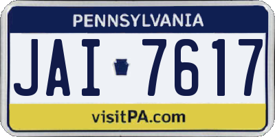 PA license plate JAI7617
