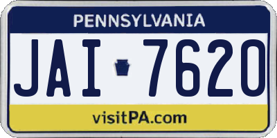 PA license plate JAI7620