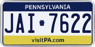 PA license plate JAI7622