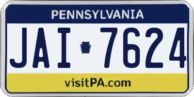 PA license plate JAI7624