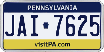 PA license plate JAI7625