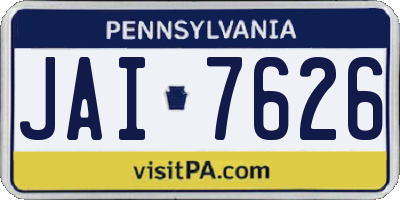 PA license plate JAI7626