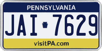 PA license plate JAI7629