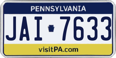 PA license plate JAI7633