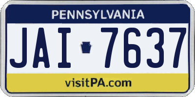 PA license plate JAI7637