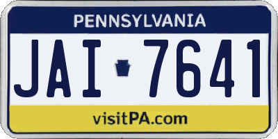PA license plate JAI7641