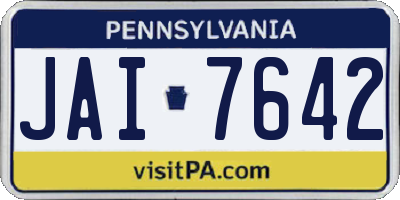 PA license plate JAI7642
