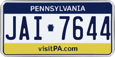 PA license plate JAI7644