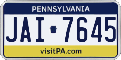 PA license plate JAI7645