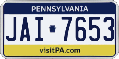PA license plate JAI7653