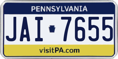 PA license plate JAI7655