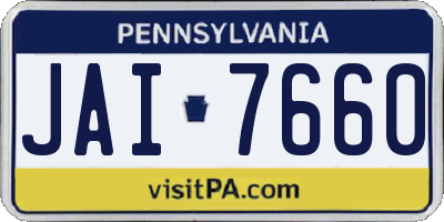 PA license plate JAI7660