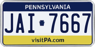 PA license plate JAI7667