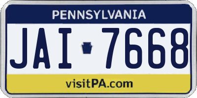 PA license plate JAI7668
