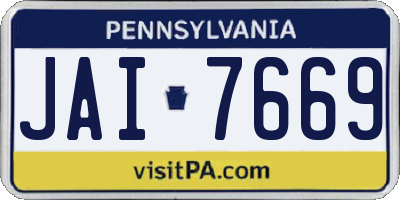 PA license plate JAI7669
