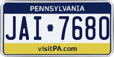 PA license plate JAI7680