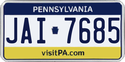 PA license plate JAI7685