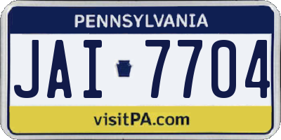 PA license plate JAI7704