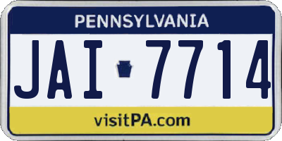 PA license plate JAI7714