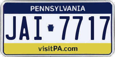 PA license plate JAI7717