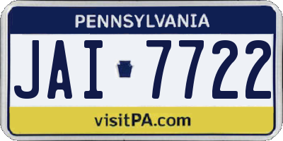 PA license plate JAI7722