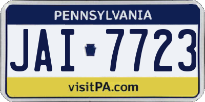 PA license plate JAI7723