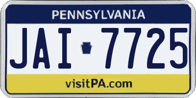 PA license plate JAI7725