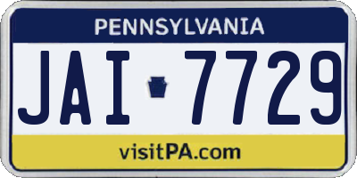 PA license plate JAI7729
