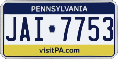PA license plate JAI7753