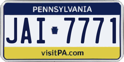 PA license plate JAI7771