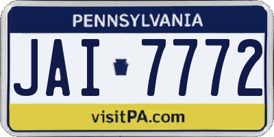 PA license plate JAI7772