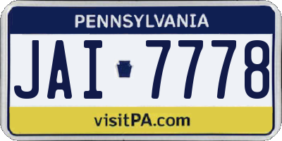 PA license plate JAI7778