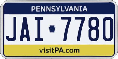 PA license plate JAI7780