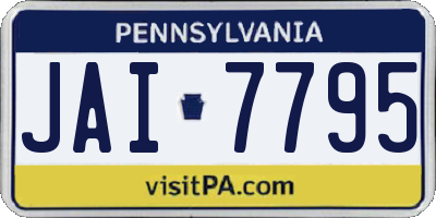 PA license plate JAI7795