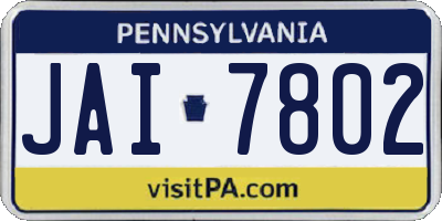 PA license plate JAI7802