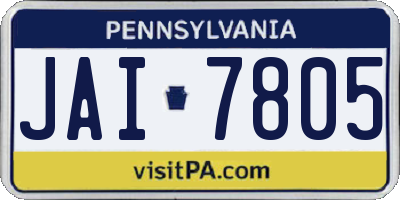 PA license plate JAI7805