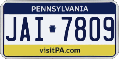 PA license plate JAI7809