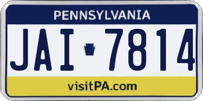 PA license plate JAI7814