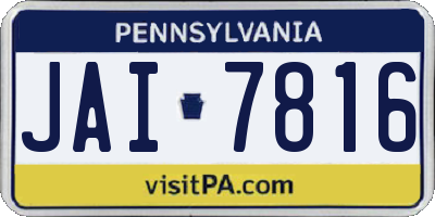 PA license plate JAI7816