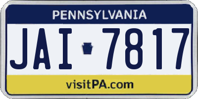 PA license plate JAI7817