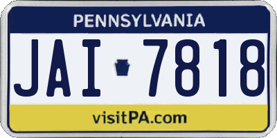 PA license plate JAI7818