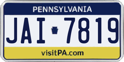PA license plate JAI7819