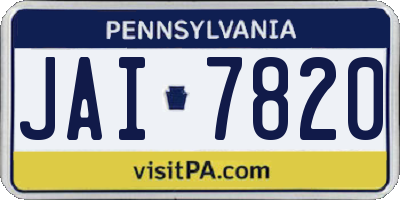 PA license plate JAI7820