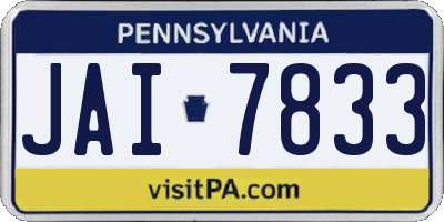 PA license plate JAI7833