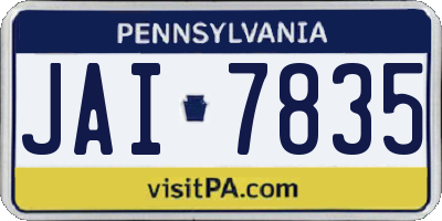 PA license plate JAI7835
