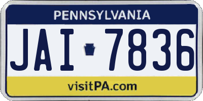 PA license plate JAI7836