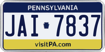 PA license plate JAI7837