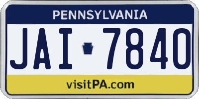 PA license plate JAI7840