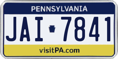 PA license plate JAI7841